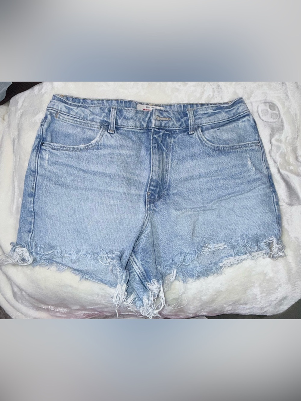 Wrangler Light Blue Distressed Denim Cutoff Shorts